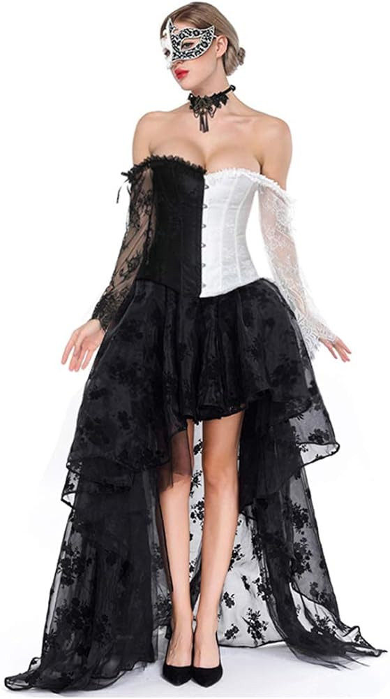 Kimring Women's Steampunk Victorian Off Shoulder Corset Top With High Low Skirt | Amazon (US)