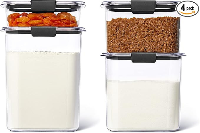 Rubbermaid Brilliance Pantry Food Storage Containers, Set of 4 (8 Pieces), BPA-Free, Clear, Airti... | Amazon (US)