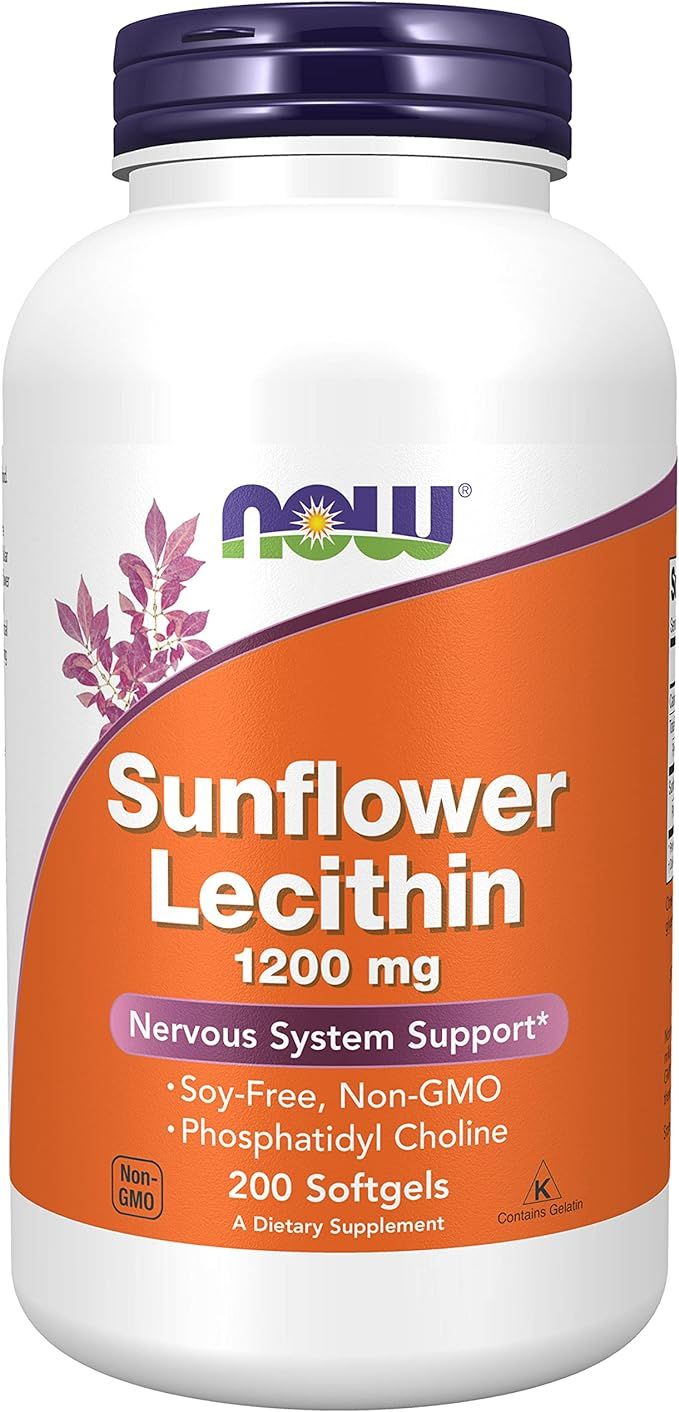 NOW Foods Supplements, Sunflower Lecithin 1200 mg with Phosphatidyl Choline, 200 Softgels | Amazon (US)