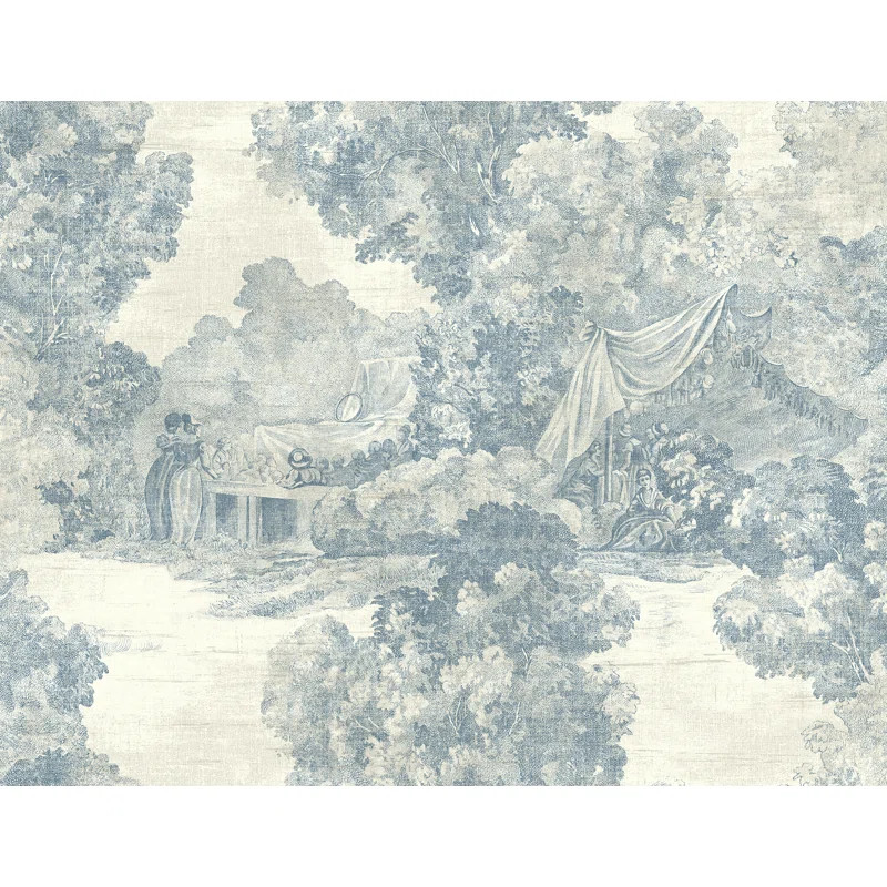 Diane Scenic Toile 27' L x 27" W Metallic Wallpaper Roll | Wayfair North America