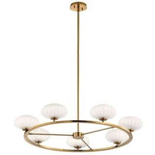 KICHLER Pim 36 in. 7-Light Fox Gold Mid-Century Modern Shaded Circle Chandelier for Dining Room 5... | The Home Depot