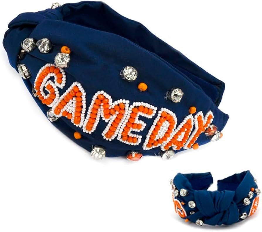 Miracle Collection Game Day Classic Cross Knotted Headband for Women and Girls. (ORANGE NAVY) | Amazon (US)