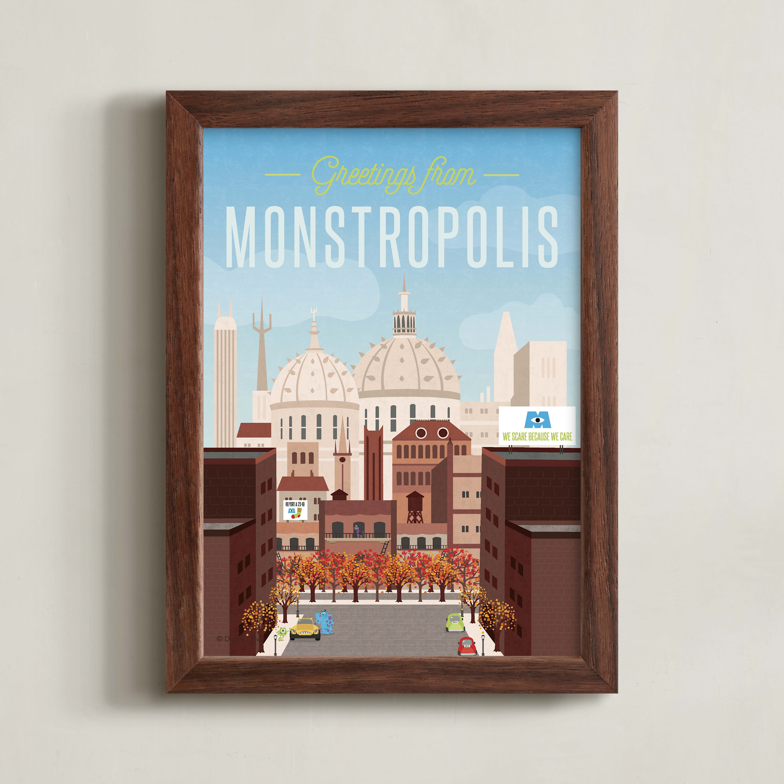 "Monstropolis | Monster's Inc" - Graphic Limited Edition Art Print by Erica Krystek. | Minted