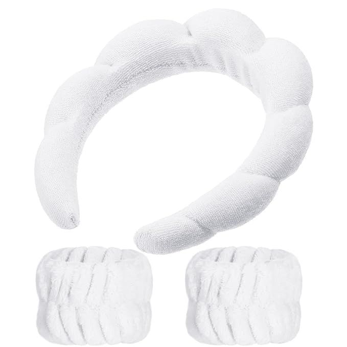 1 Set Makeup Headband Puffy Spa Headband Sponge Terry Towel Cloth Fabric Headbands Spa Wristband ... | Amazon (US)