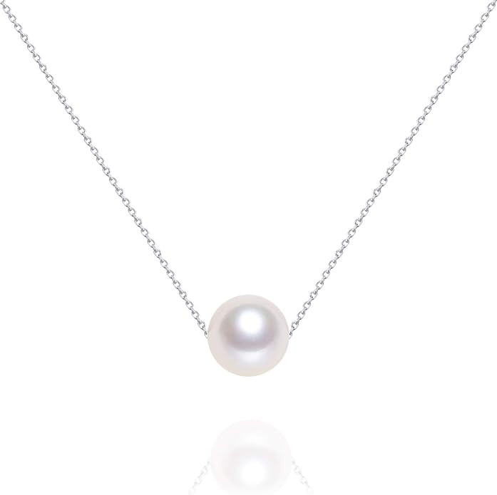 AAAA Single Pearl Necklace Sterling Silver Freshwater Cultured Pearl Pendant Necklace for Mom Wif... | Amazon (US)