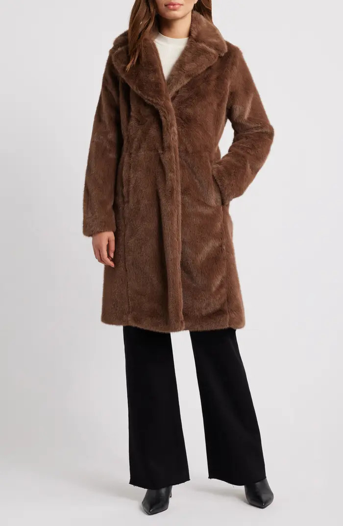 Reefer Longline Faux Fur Coat | Nordstrom