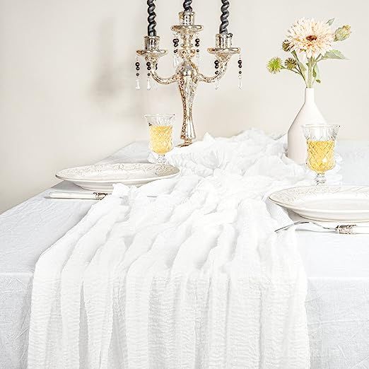 Vitalizart Off White Cheesecloth Table Runner 10Ft Cheese Cloth Gauze 35 x 120 Inches Boho Rustic... | Amazon (US)