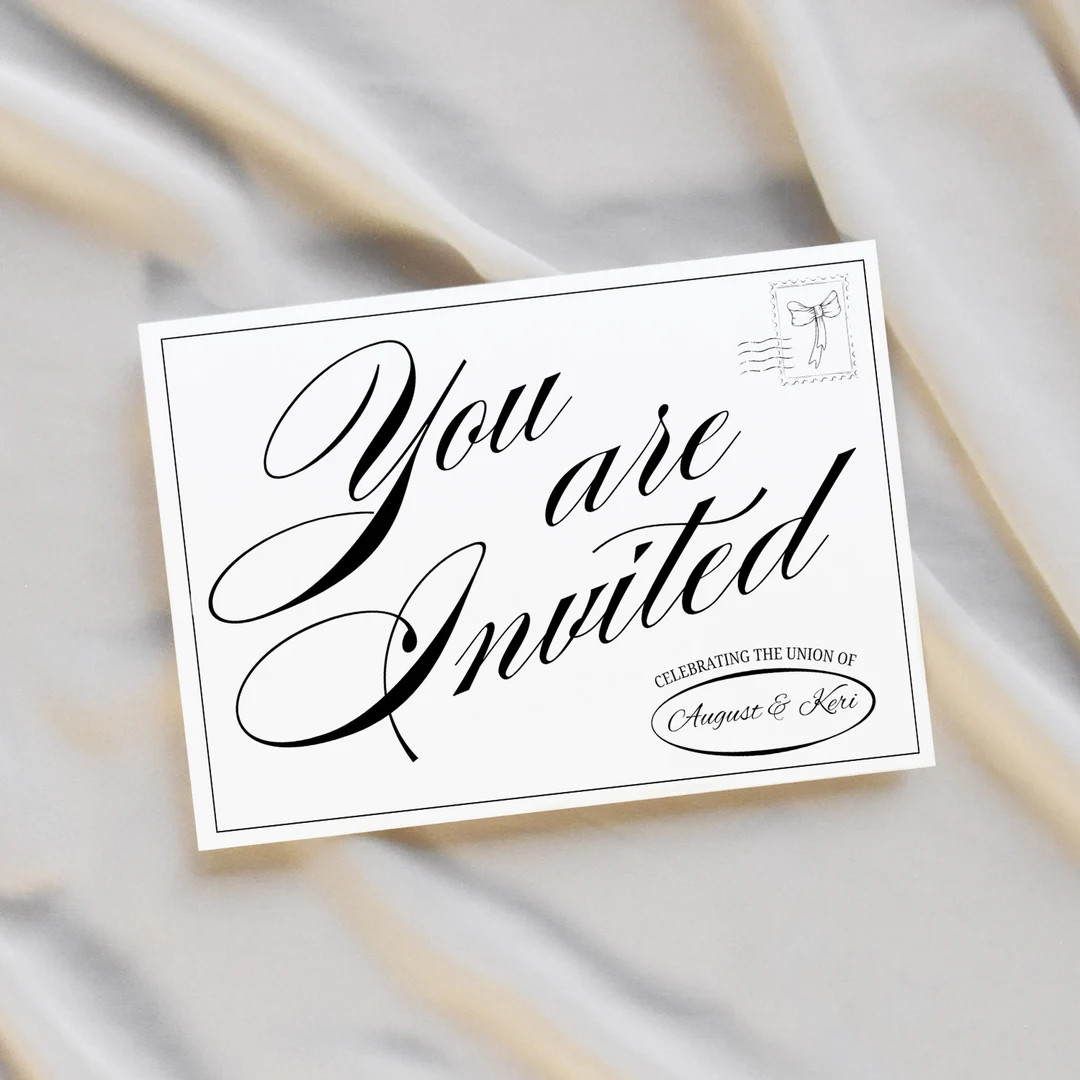 Minimalist Vintage Postcard Wedding Invitation Template, Vintage Aesthetic Wedding Invite, Editab... | Etsy (US)