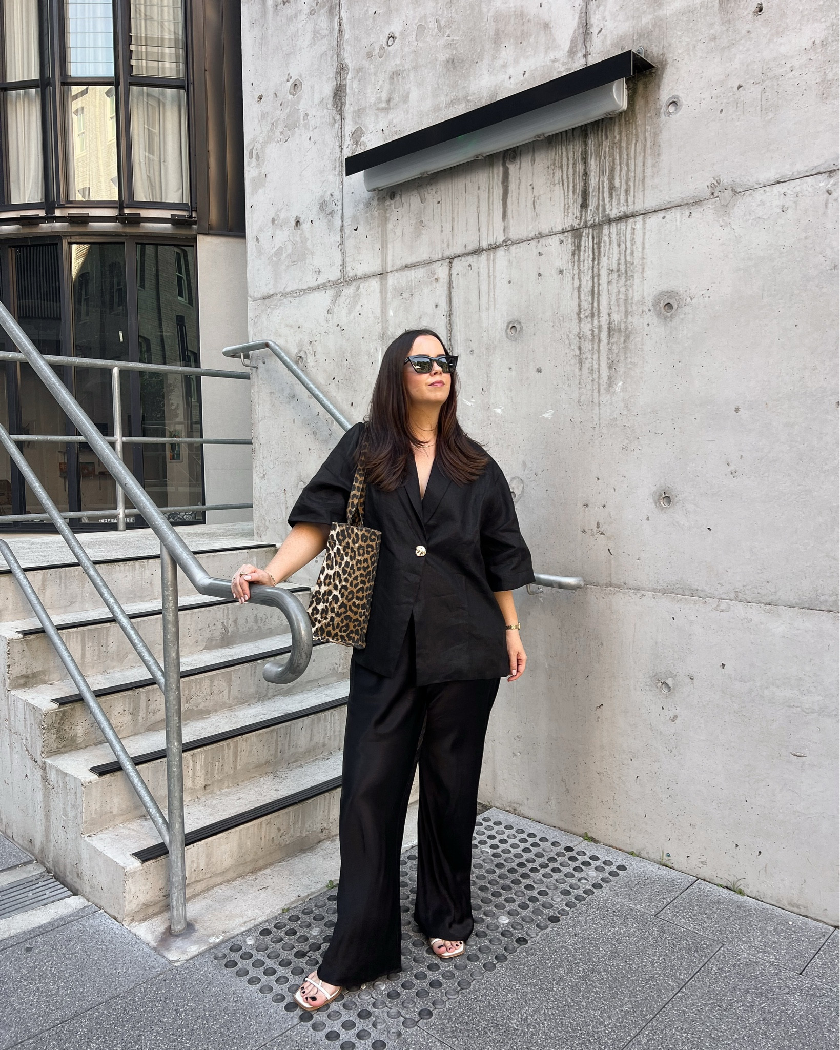 Dissh black linen shirt: size 14 (runs large, could have sized down)
Dissh black satin pants: size 14
Ganni leopard print tote 

#LTKsummer #LTKaustralia #LTKmidsize