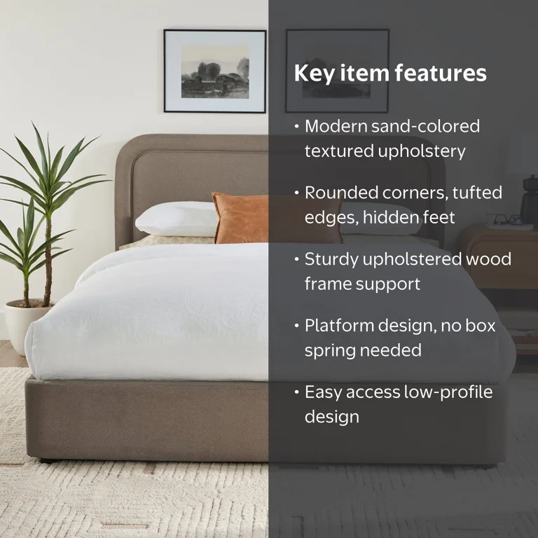 Better Homes & Gardens Juliet Queen Platform Bed, Sand | Walmart (US)