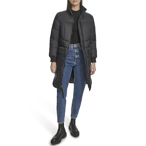 Andrew Marc Women's Quilted Rib Knit Collar Puffer, Black | Amazon (US)