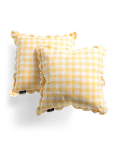 2pk 18x18 Indoor And Outdoor Gingham Scalloped Pillows | TJ Maxx