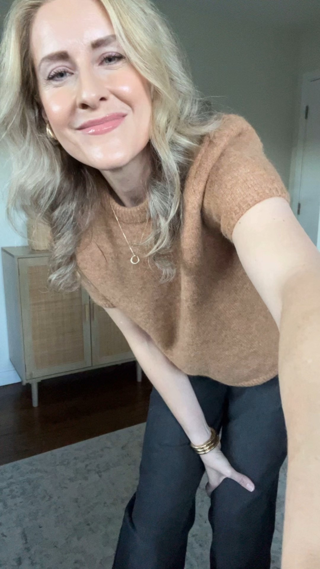 I wore this Amazon faux mohair short sleeve sweater to church today so I thought I’d reshare it! It’s so pretty and soft, and keeps you warm without overheating which seems to be my problem lately lol. Great for work to weekend, next time I’d add some leopard print to this outfit! Fits true to size I’m in a small. #amazonfinds 

#LTKOver40 #LTKFindsUnder50