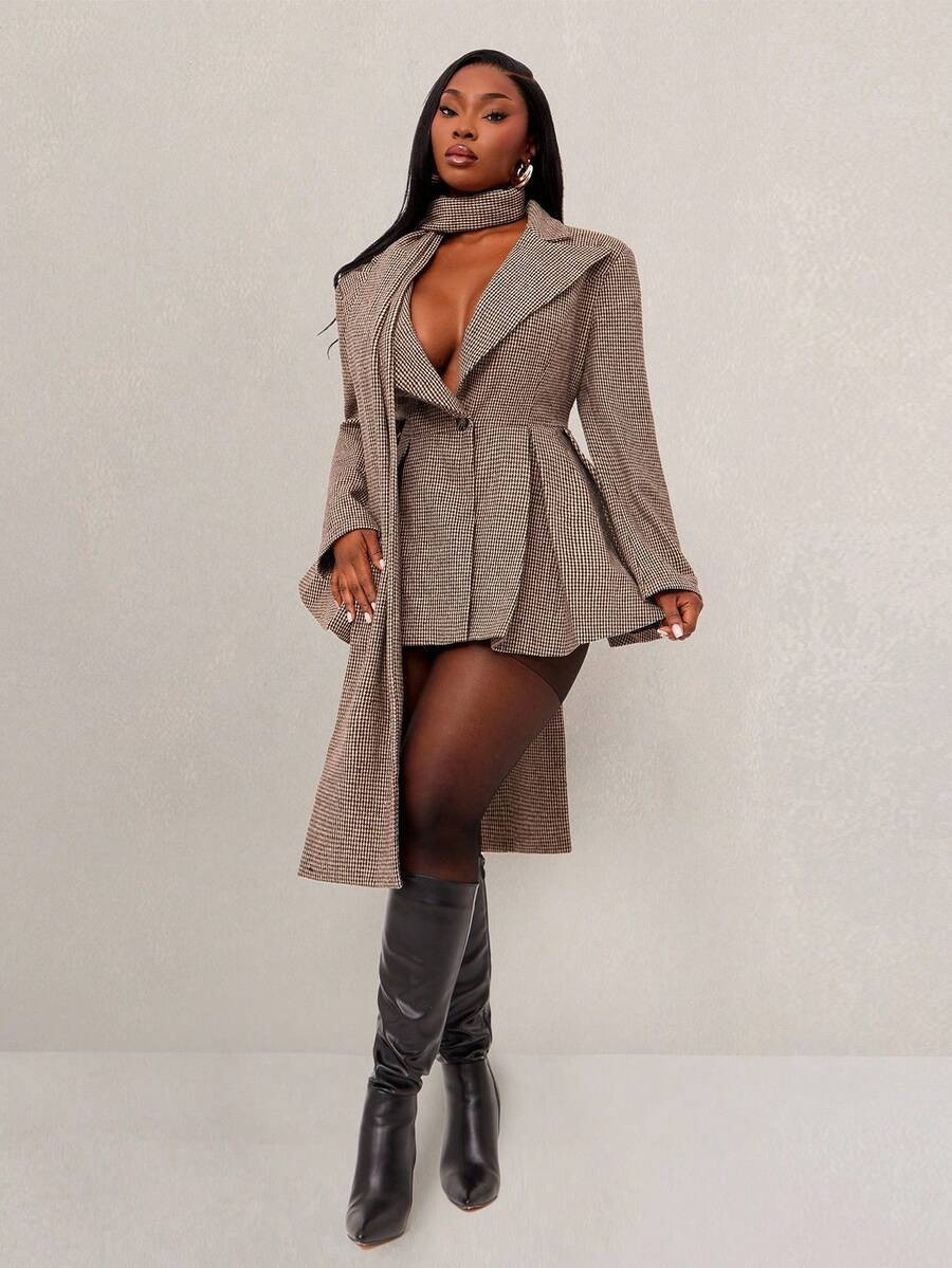 Radiana Plus Size Women's Fall & Winter Elegant Daily Basic Multi-Ways To Wear Long Sleeve Ruffle... | SHEIN