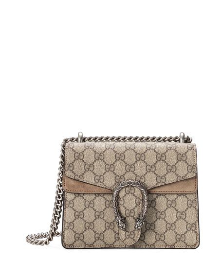 Gucci Mini Dionysus GG Supreme Shoulder Bag, Ebony/Taupe | Neiman Marcus
