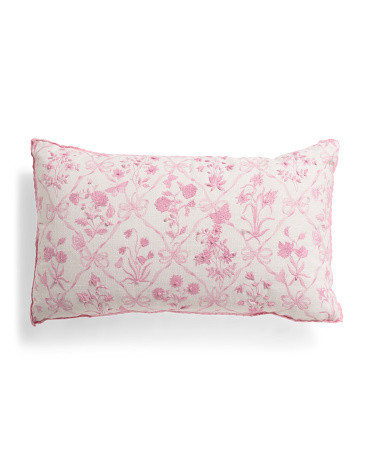 Embroidered Easter Botanical Bow Pillow | TJ Maxx