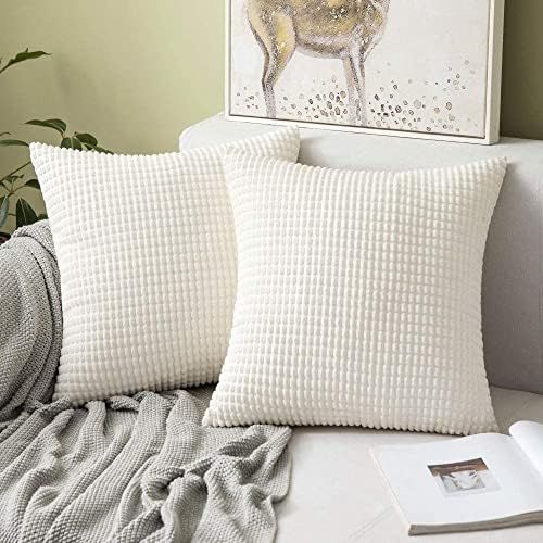 MIULEE Pack of 2 Decorative Throw Pillow Covers Soft Corduroy Solid Outdoor Pillow Cases Spring Crea | Amazon (US)