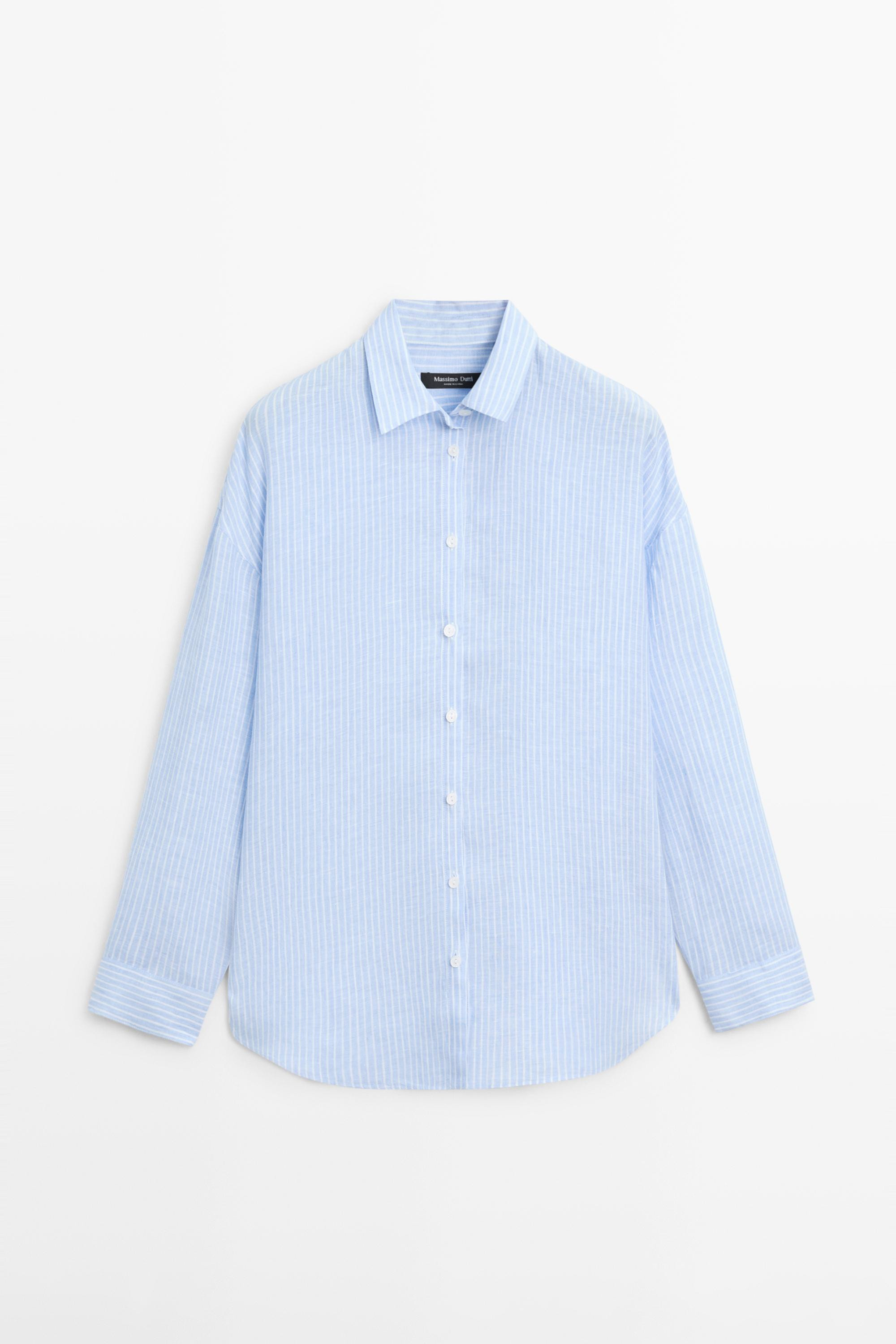 Flowing striped 100% linen shirt | Massimo Dutti US