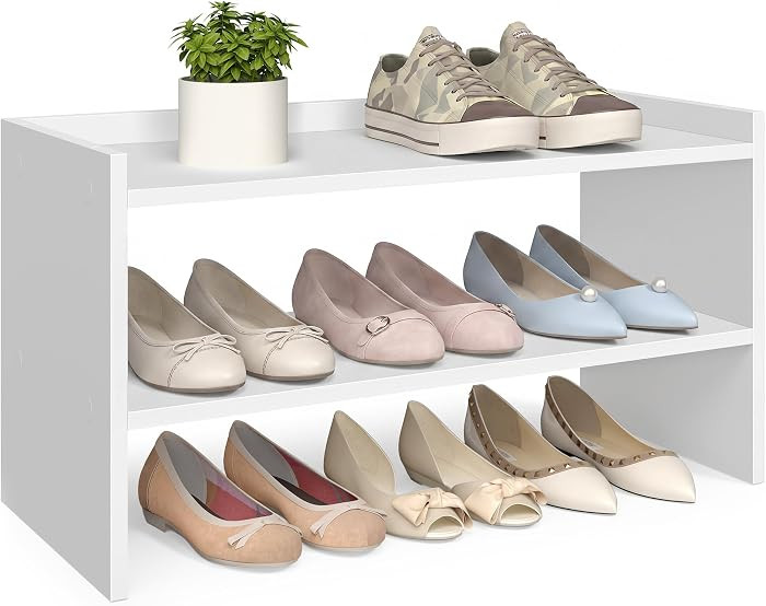 VASAGLE 2-Tier Shoe Rack for Closet, Stackable Shoe Organizer Shelf     Entryway Shoe Rack, 24.4 ... | Amazon (US)