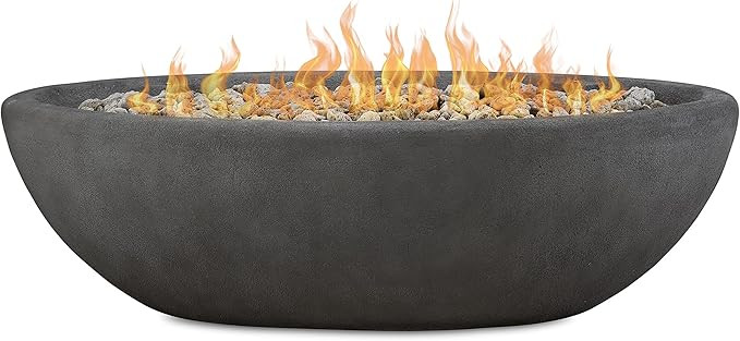 Real Flame Riverside 58" Oval Propane Fire Pit Bowl, Push-Button Ignition, Includes 28" Stainless... | Amazon (US)