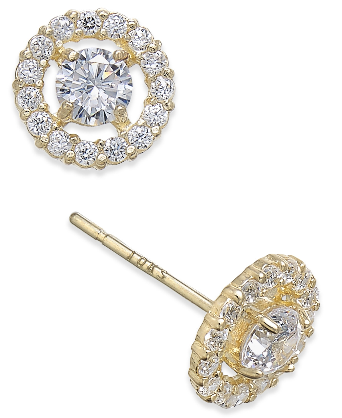 Flower Cluster Cubic Zirconia Stud Earrings in 10K Gold - Yellow Gold | Macy's