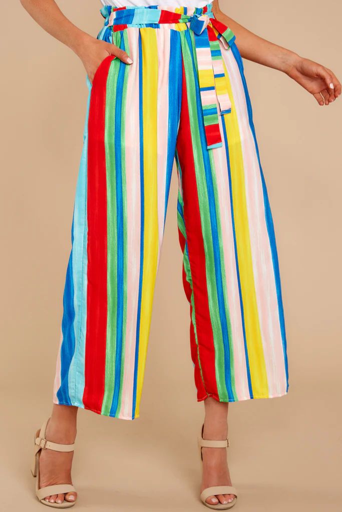 Catch The Drift Blue Rainbow Stripe Pants | Red Dress 