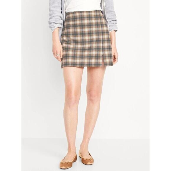 Old Navy Plaid Mini Skirt S Petite Preppy Neutral Light Academia Fall Winter | Poshmark