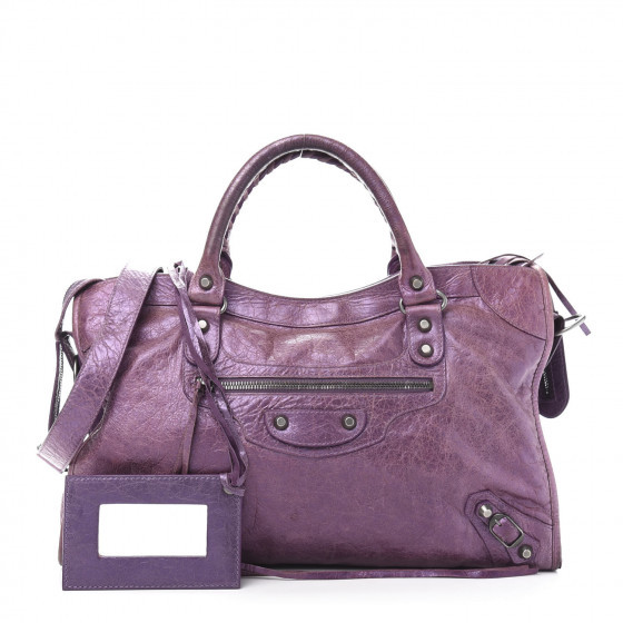 Agneau Classic Hardware City Metallic Purple | Fashionphile