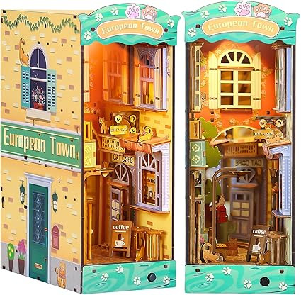 RONSTONE DIY Book Nook Kit - 3D Wooden Book Stand Puzzle Dollhouse Booknook Bookshelf Insert Deco... | Amazon (US)