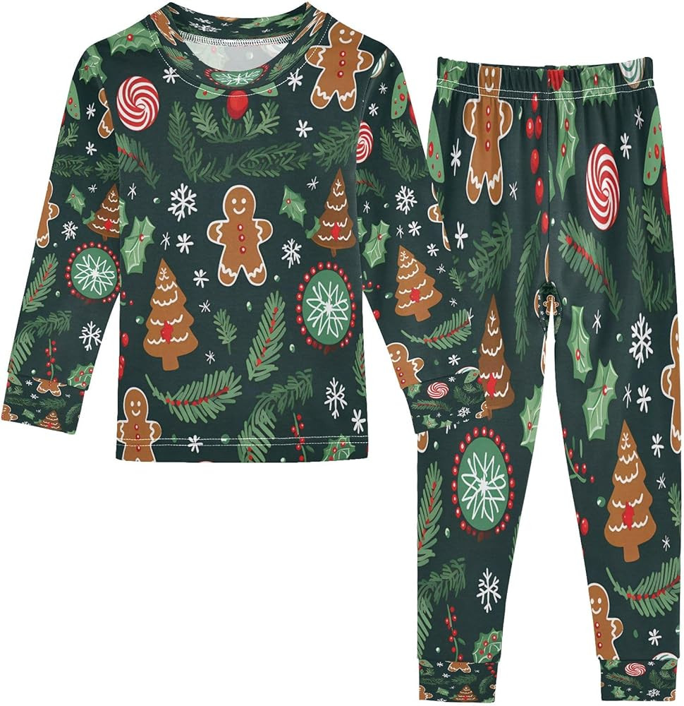 senya Merry Chrismas Gingerbread Pajamas Set Long Sleeve Soft Cotton Sleepwear 2 Piece | Amazon (US)