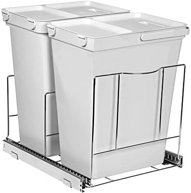 Pull Out Double Trash Can Under Cabinet – Heavy Duty Metal Sliding System with 5 Year Limited W... | Amazon (US)