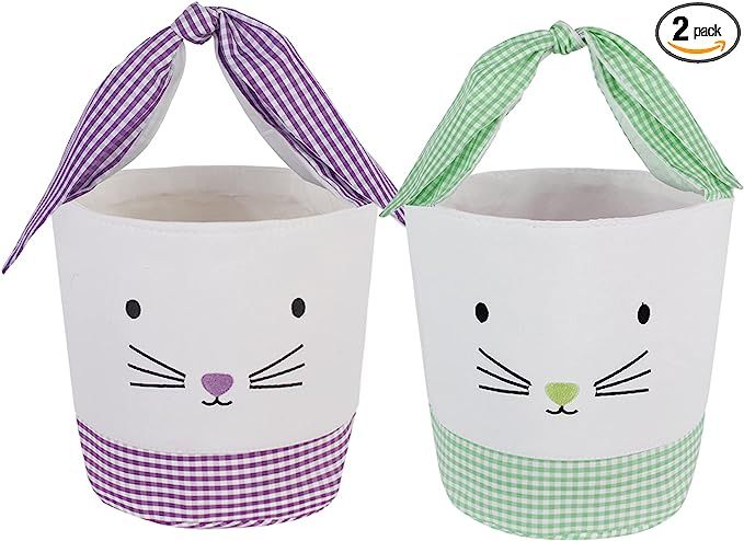 Easter Bunny Basket Egg Bags for Kids, Canvas Tote Bags Buckets for Easter Eggs Personalized Cand... | Amazon (US)