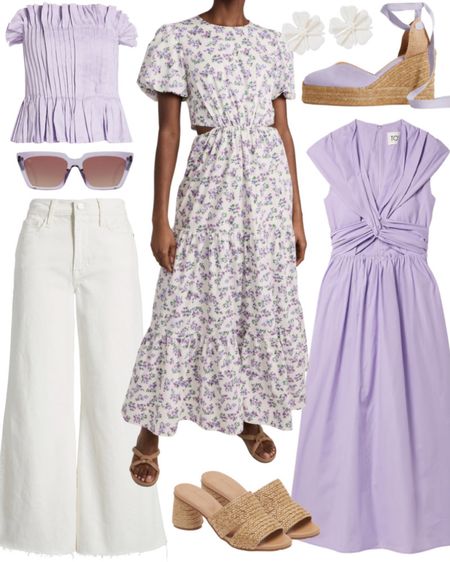 Loving this lavender roundup 💜 This floral dress is included in the Saks Friends & Family sale! Snag it for 25% off before it sells out. 

#spring #purple #espadrille #sakssale

#LTKsalealert #LTKSeasonal