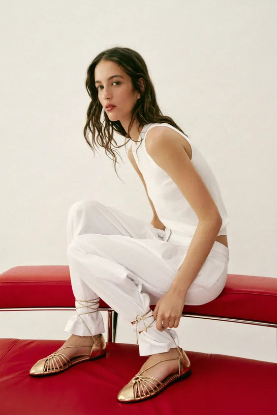 METALLIC LACE-UP FISHERMAN SANDALS | Zara US