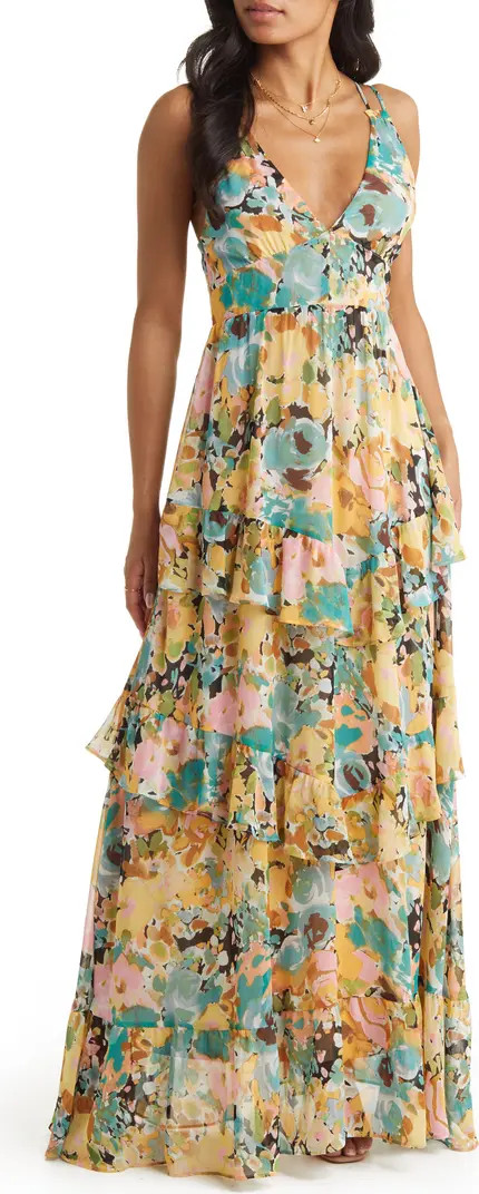 VICI Collection Floral Print Tiered Chiffon Dress | Nordstrom | Nordstrom