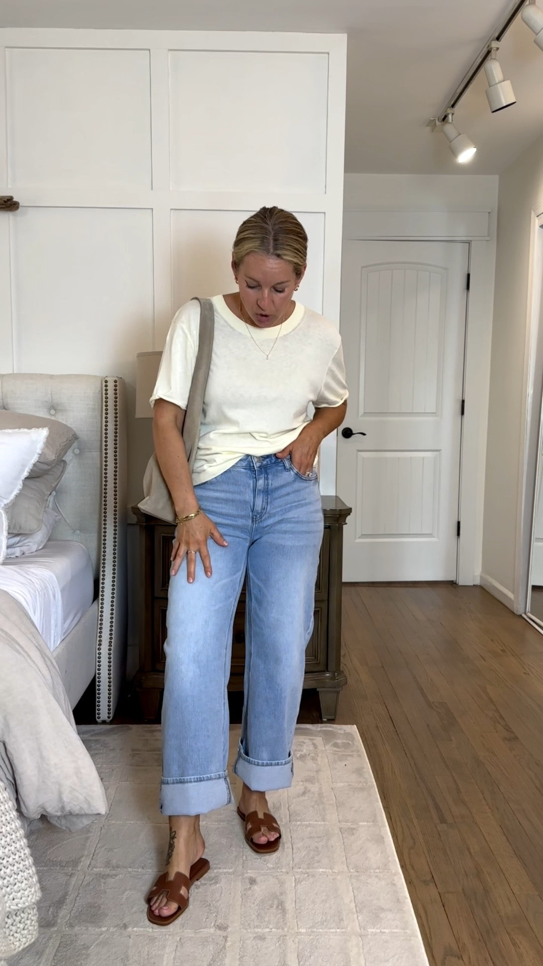@Quince  summer staples! Mediums in all the tops EXCEPT the yellow sweater tee. That’s a large for an extra relaxed look. Jeans are 29 in color “cool blue”. #quincepartner

#LTKPetite #LTKMidsize #LTKOver40