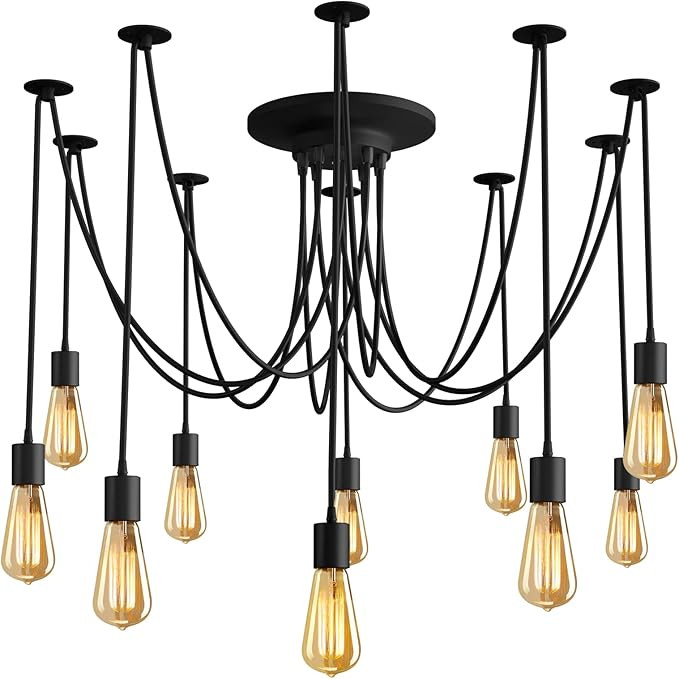 Fuloon Vintage Edison Multiple Ajustable DIY Ceiling Spider Lamp Light Pendant Lighting Chandelie... | Amazon (US)