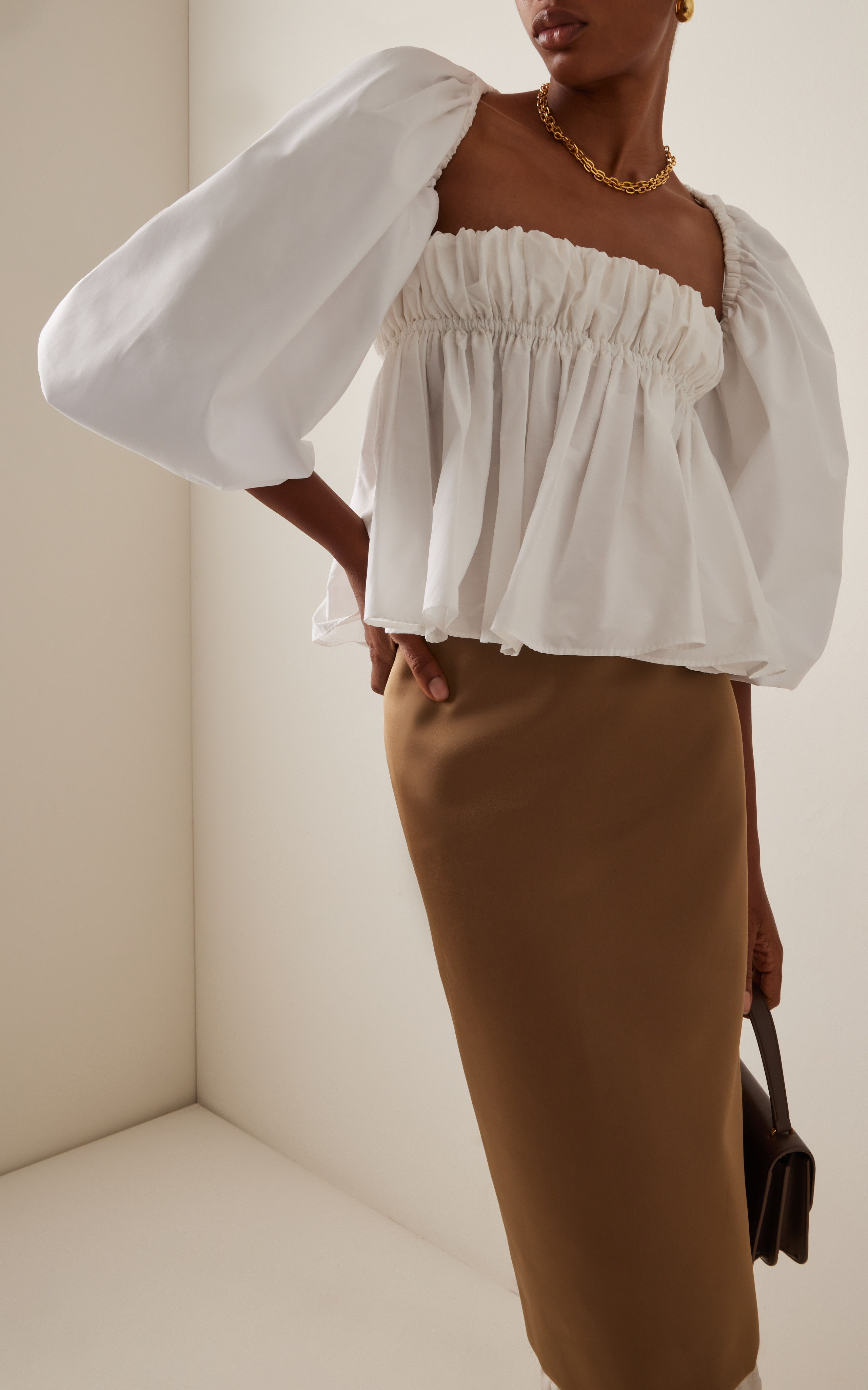 Momoko Pleated Cotton-Blend Top | Moda Operandi (Global)
