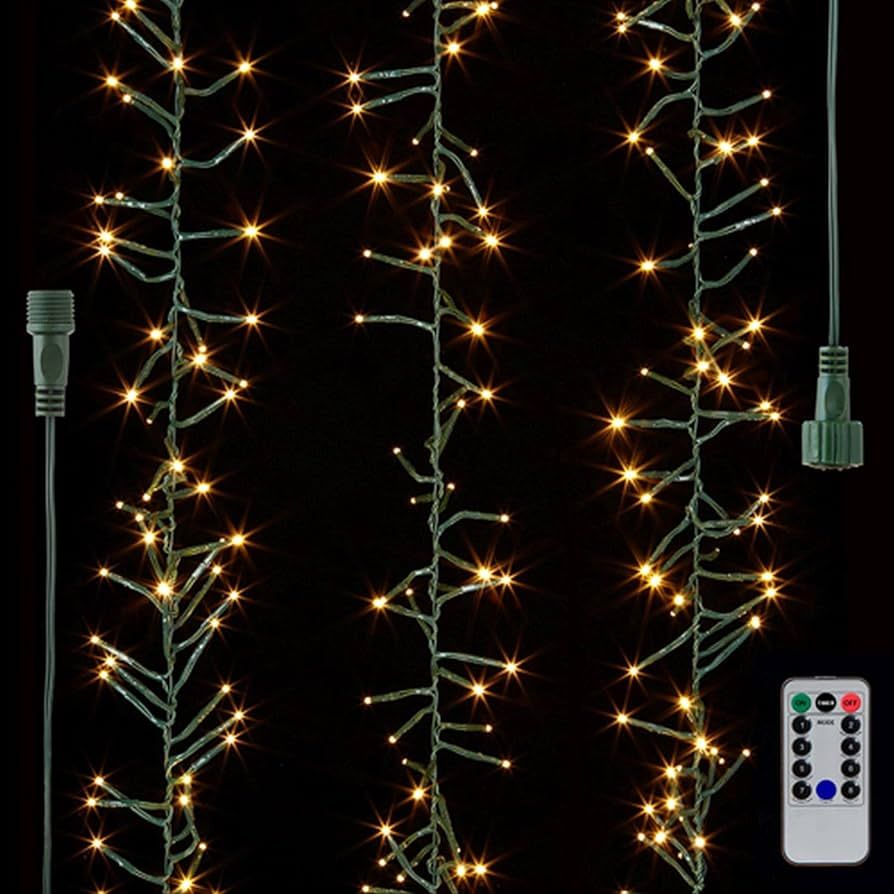 RAZ Imports 2021 Lights 49.5-Foot Connectable Cluster Garland Green Wire with1500 White Lights | Amazon (US)