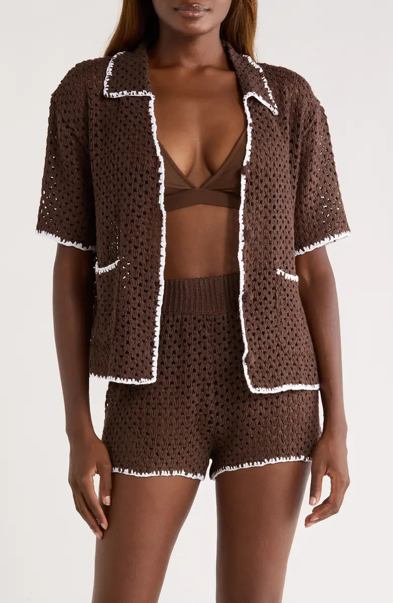 Crochet Button-Up Cover-Up | Nordstrom