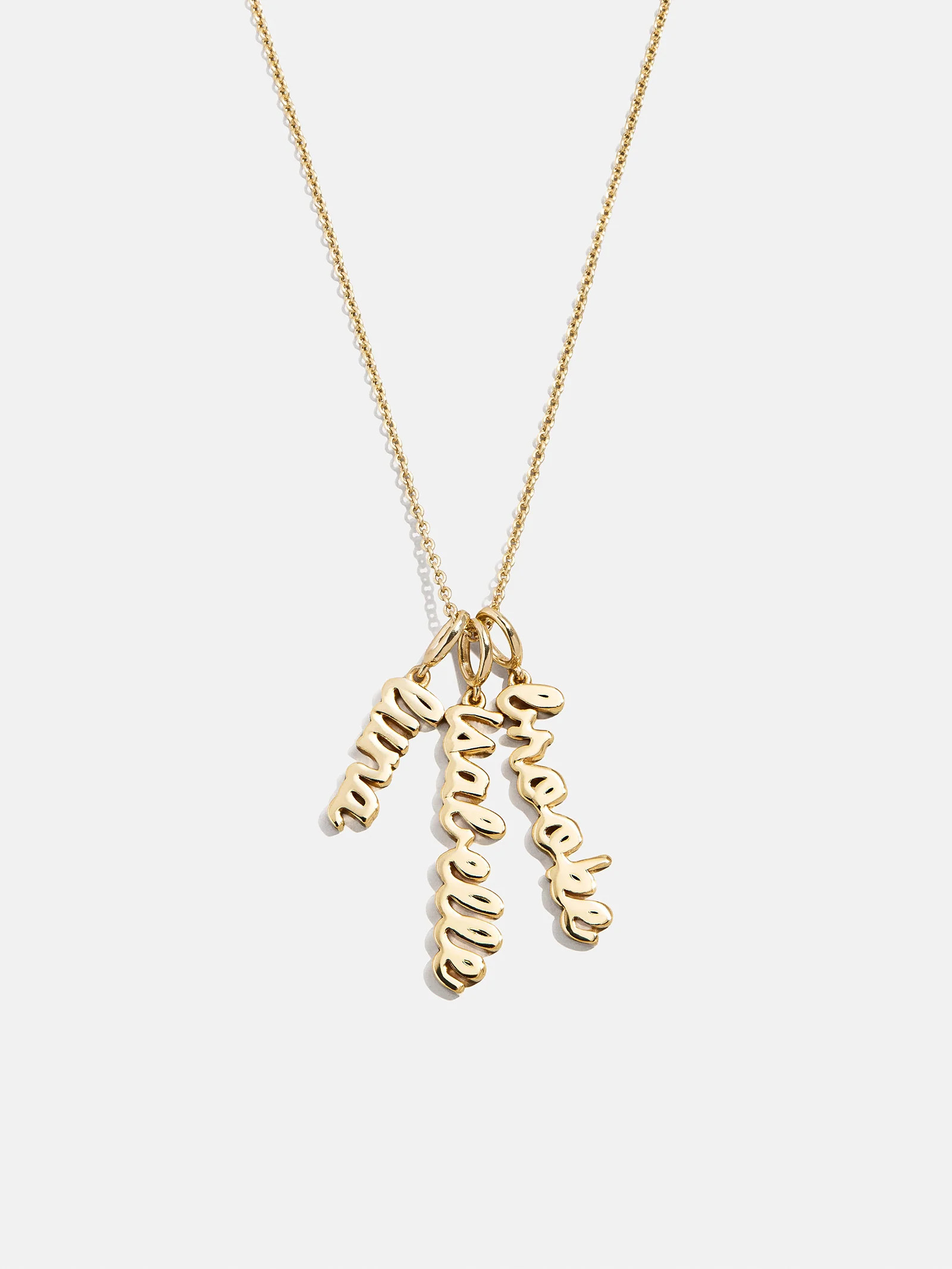 Mini Gold Script Cluster Custom Nameplate Necklace - 3 Names | BaubleBar