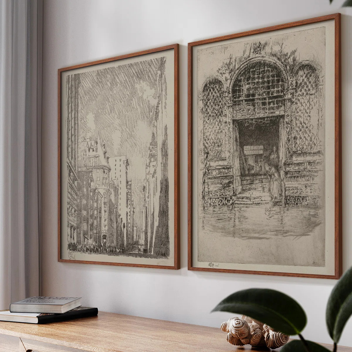 Vintage  Sketch XI  -Framed Giclee Print - Set of 2 (Set of 2) | Wayfair North America