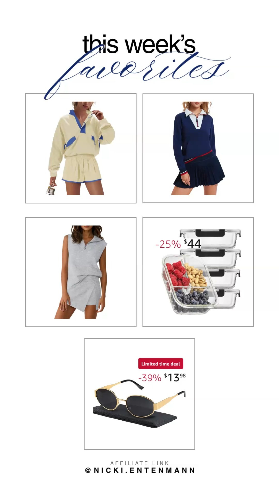 Feeling fresh this week with these new finds! From workout outfits to stylish sunglasses, these picks are perfect for every occasion. #WeeklyFavorites #AmazonFinds #Fashion #Activewear 

 #LTKootd #LTKHome #LTKSaleAlert