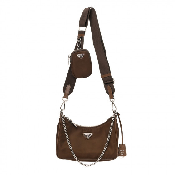 PRADA Nylon Re-Edition 2005 Shoulder Bag Cocoa | Fashionphile