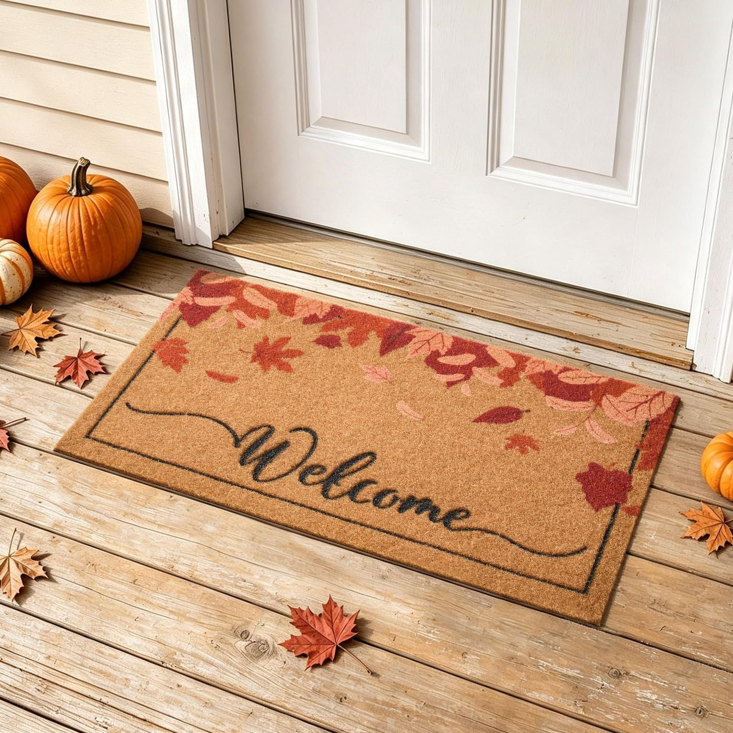 Fall Door Mat, Welcome Mat for Outdoor Entrance Maple Leaf 17" x 30" | Amazon (US)