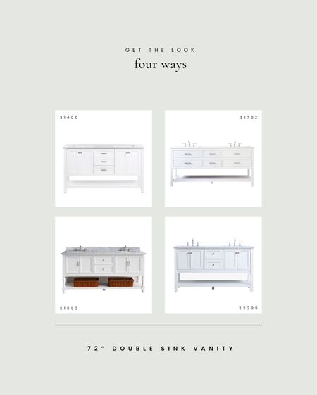 Get the Look: 4 ways for any budget… double sink vanities. 

#home #bathroom 

#LTKhome #LTKfamily #LTKFind