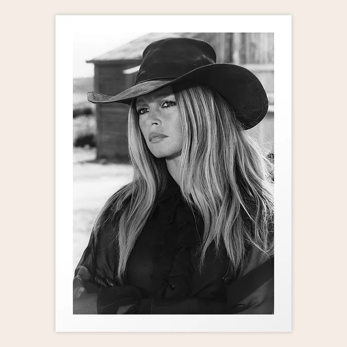 Brigitte Bardot in Black Hat Art Print | Society6