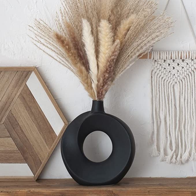Black Vase for Home Decor, 8.26inch Ceramic Vases for Modern Farmhouse Decor Kitchen Decor Living... | Amazon (US)