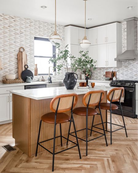 This kitchen is luxe for less, keeping everything simple, but adding a statement tile to the ceiling.

#LTKhome