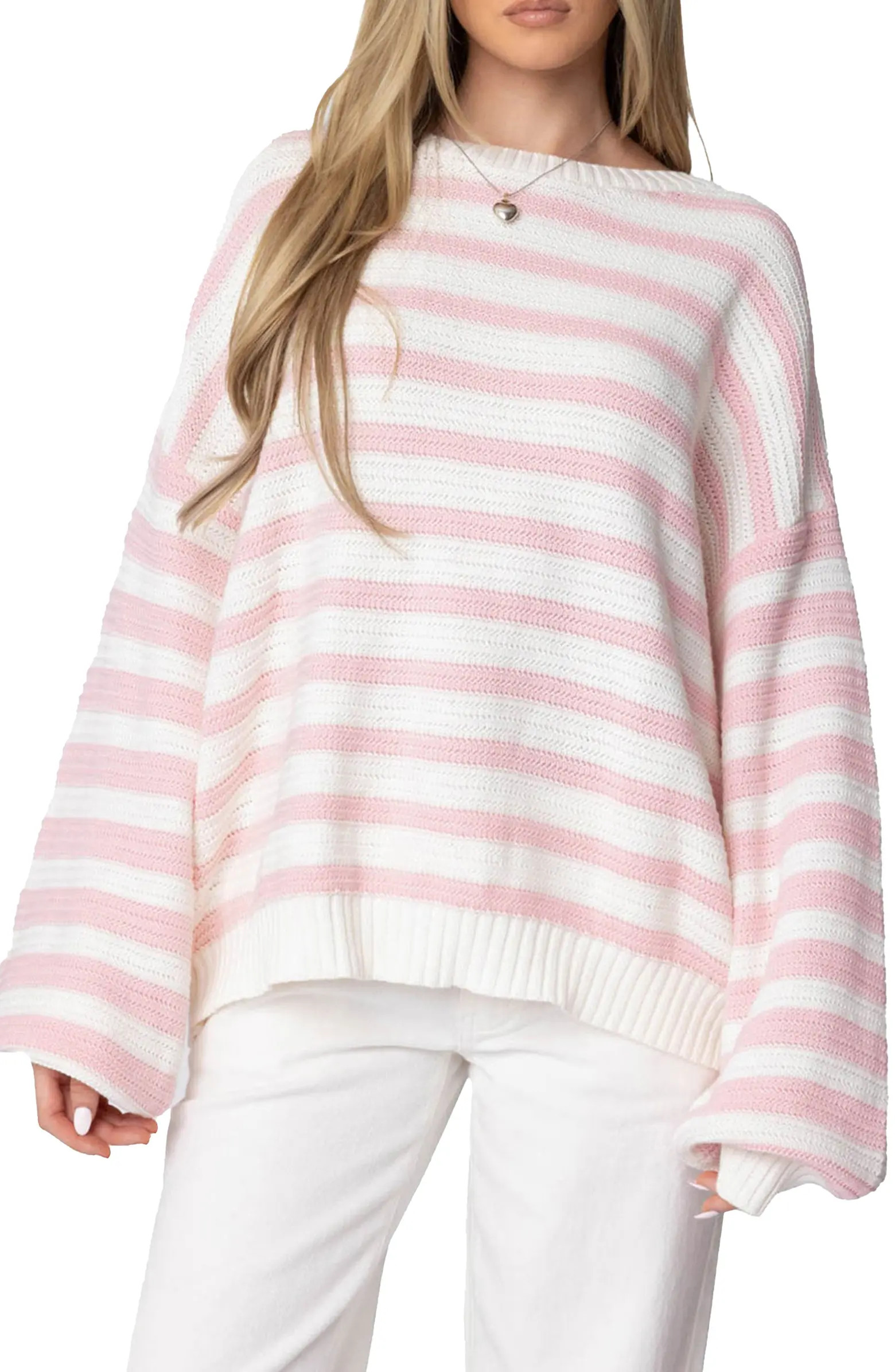 Aerin Oversize Stripe Cotton Sweater | Nordstrom